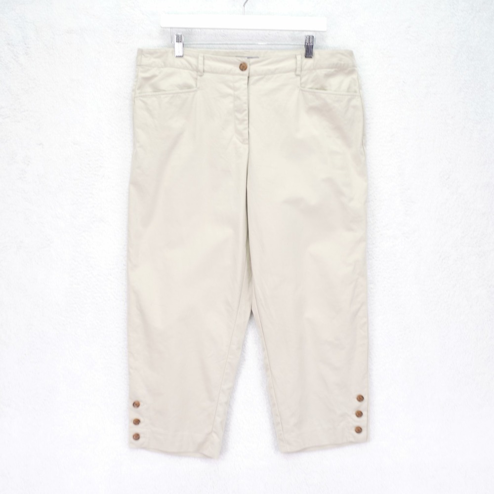 Laura Scott Capri Pantsโ Khaki Cream -16 37 / 22.5- High Rise Cotton Spandex